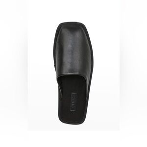 Vince Black Leather Mules Slip-On Style